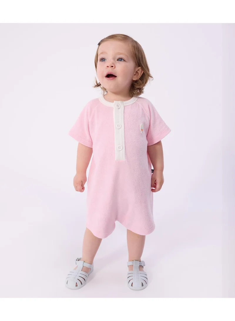 Petit Bateau Babies' short plain cotton jumpsuit
